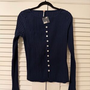 Free People Tilly Ribbed Button-Down Cardigan